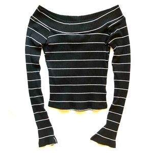 Silence + Noise off the shoulder striped crop top